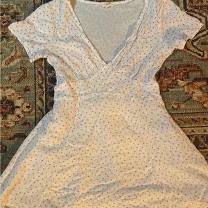 La Hearts Cream Midi Dress with Red Dots